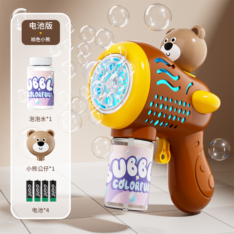 Máquina de burbujas con forma de oso fresa para muñecas + batería