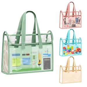 Customized Logo Promotional Gift Transparent PVC Tote Bag Durable and Reusable Waterproof Document Book File Bag