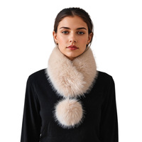 Snood carré en fausse fourrure de renard pour femme, col épais en fourrure avec pompons, fermeture magnétique, chaud pour l'hiver, style coréen haut de gamme, 78 cm, multifonction