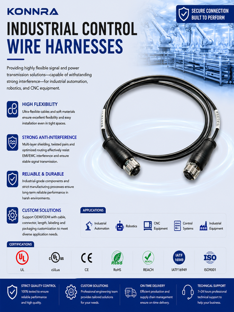 High Flex PBT/PTFE/Nylon/PVC Insulated Robotic Cable Harness Industrial Connector Wire Assembly for Electronic Home Appliance