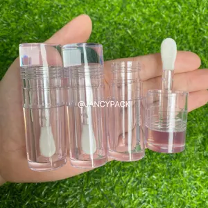 Envase de plástico para brillo de labios, transparente, 5,5 ml, lápiz labial líquido, tubo de brillo de labios personalizado