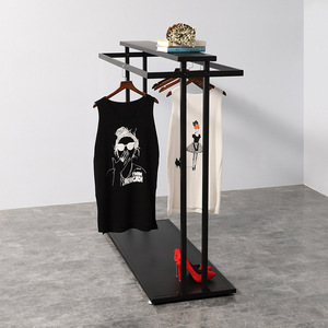 Kainice מודרני פשוט תעשייתי מתכת בגדי בגד מדפי צינור כפול תליית מוטות זהב מתלה בגדי בוטיק תצוגה - Product Image 5