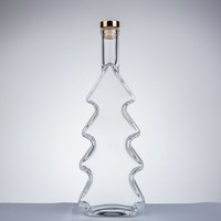 Bouteille en verre blanc cristallin de 500 ml en forme de sapin de Noël avec couvercle scellé et sérigraphié pour vin et boissons – Vente en gros