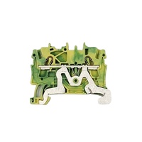 Morsetto a gabbia a pressione per terminale di terra a 2 conduttori, su guida DIN, 2.5mm², verde-giallo, nuovo di zecca, originale tedesco, in stock (2002-1207)
