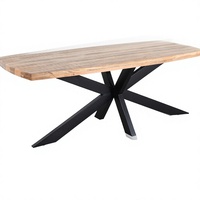 Table à manger moderne en bois de manguier massif, base en fer noir mat, écologique, faite à la main, Shree Ganpati Overseas GN1022, meubles pour la maison