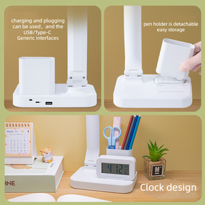 Modern Office Decorative Adjustable Operated Cordless Rechargeable Powered LED <b>Table</b> with Touch Control and Clock Alarm - Product Image 4