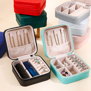 Portable Jewelry Box Ring Necklace Earring Storage Organizer Compact Travel Case With Compartments For Women And Girls - Product Image 4