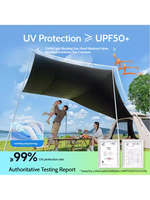 Tente de camping instantanée 2 en 1 avec revêtement noir, pliable, imperméable, pare-soleil, équipement de camping extérieur complet