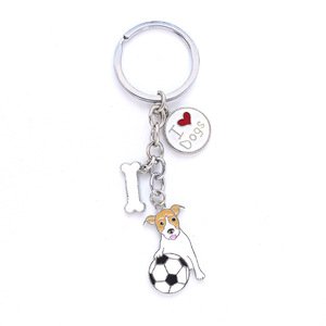 Me encanta el perro jugando al fútbol <span class=keywords><strong>Jack</strong></span> Russell Terrier llaveros colgante mujeres Metal mascota bolsa encantos coche llavero titular joyería regalos - Product Image 4