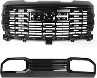 Revêtements extérieurs automobiles Grille noire brillante en ABS pour GMC Sierra 1500 2022-2024