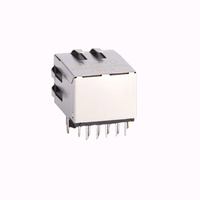 Connecteur Ethernet Cat6 RJ45 Femelle avec Boîtier Noir PBT, Plaqué Or 6u'', Filtre à Entrée Latérale, Montage sur Trou, 1000 BASE-T