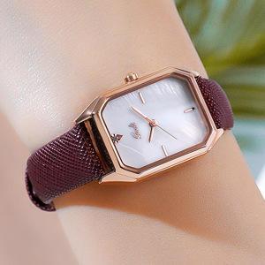 New trendy square women's leather strap watch a hot seller on Douyin live stream waterproof casual quartz watch - Product Image 5