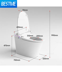 Ensemble de toilettes et d'évier à capteur d'intérieur Siège de toilette chauffant intelligent Piège en céramique S Siphonic Toilette de luxe - Product Image 3