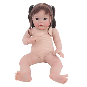 Boneka vinil lembut tahan lama, jari cantik 20 inci simulasi boneka bayi perempuan putih