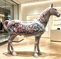 Statue de cheval en fibre de verre grandeur nature, sculpture de cheval peinte à la main pour la décoration de lieux de mariage, hôtels et halls d'accueil