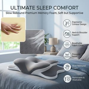 Custom Logo High-end Breathable Memory Foam Medical Therapeutic Orthopedic Neck Contour Wearable Butterfly Sleeping <b>Bed</b> Pillow - Product Image 5