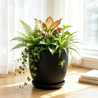 Ensemble de mini-pots de fleurs en plastique PP mignons et durables, trou de drainage, capacité de 3,17 L, style minimaliste pour une utilisation en intérieur/extérieur, décoration pour la maison et l'hôtel
