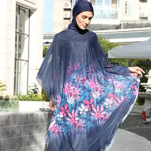 Motief Dwingen Goedkope Vrouwen Bescheiden Badpak Uv-Bescherming Vintage Moslim Badkleding Dames Volledige Dekking Islamitische Moslim Badpakken