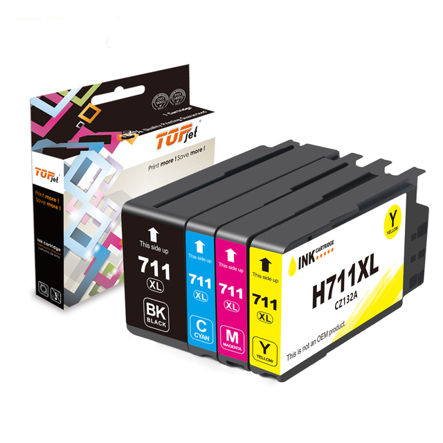 Topjet 711XL 711 XL Wholesale Color Inkjet Ink Cartridge Compatible for HP HP711 HP Designjet T520 T120 24 T120 610 Printer