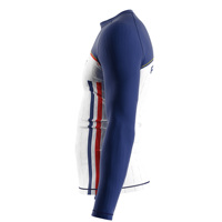 Maillot de bain Rashguard pour homme, impression par sublimation personnalisée, protection UV, coutures lisses, uniforme d'équipe de rame
