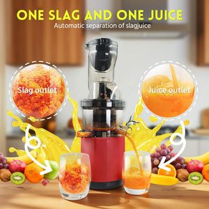 Extracteur de jus à froid à mastication lente, haute performance, séparation pulpe/jus, nettoyage facile, acier inoxydable, <span class=keywords><strong>goulotte</strong></span> d'alimentation large (Rouge) Usage domestique - Product Image 4