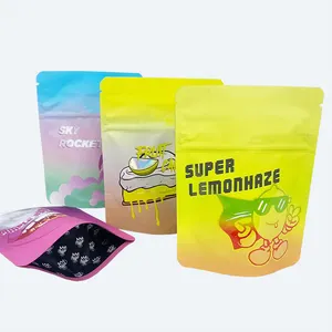 Sacos Mylar de folha Ziplock à prova de cheiro Mylar, sacos de 3,5g impressos personalizados à prova de crianças, resistentes a manchas UV, sacos Mylar holográficos personalizados