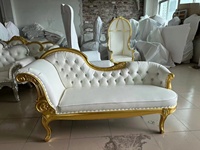 Chaise de luxe royale en cuir blanc pour canapé King Throne de mariage