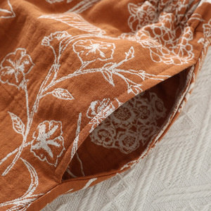 Nuovo stile cinese da donna in puro cotone doppio strato di garza floreale in tre pezzi Set di <span class=keywords><strong>pigiami</strong></span> sottili Cropped pantaloni per la primavera - Product Image 4