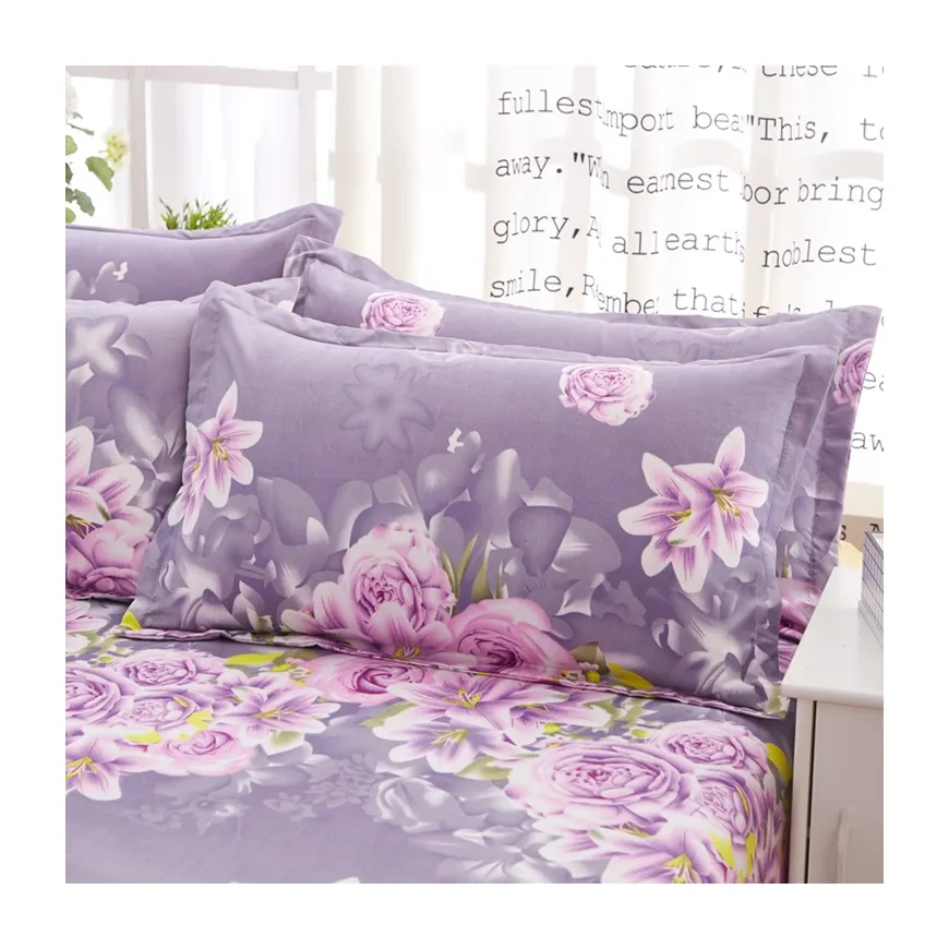 Fodera per cuscino in poliestere in tessuto in microfibra federa per cuscino con stampa floreale per letto rosa viola