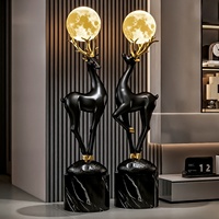 Lampes de lune Fulu, décorations de sol double pleine hauteur, design moderne, artisanat en résine de haute qualité sur le thème de l'art pour la décoration intérieure du salon