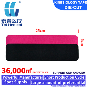 Bande de kinésiologie légère et respirante en coton élastique de type I, découpée à l'emporte-pièce, 5CM*25CM, vente en gros d'usine, pour le sport - Product Image 1