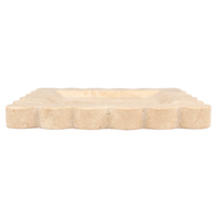 Plateau en marbre naturel vintage petits ornements plateau à bord festonné plat de rangement fait main travertin Tary pour comptoir table de chevet