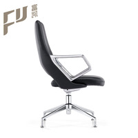 Chaises pour visiteurs au design moderne, dossier moyen, en cuir, pivotantes, avec cadre en bois, pieds en alliage d'aluminium, roulettes, ignifuges et imperméables