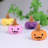 Boneka rajutan tangan DIY lintas batas berbentuk labu halloween, hantu, dan tengkorak untuk dekorasi pesta liburan, mainan rajutan benang jadi