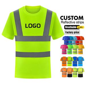 Camiseta de Seguridad Reflectante de Alta Visibilidad para Trabajo al Aire Libre, Logotipo Personalizado, Cuello Redondo, Manga Corta, Uniforme - Product Image 2