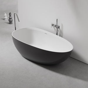 Baignoire autoportante moderne Maydon Baignoire ovale élégante en surface solide blanc mat Salle de bain tendance Design Pierre artificielle - Product Image 3