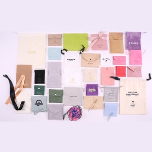 Wholesale Custom Logo Small <b>White</b> Microfiber Fabric Velvet <b>Envelope</b> Ribbon Jewelry Packaging Pouch - Product Image 4