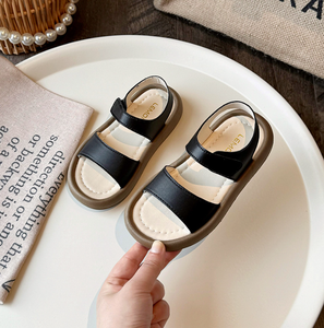 รองเท้าแตะเด็กผู้หญิงแบบเปิดนิ้วเท้า ระบายอากาศได้ดี พื้นรองเท้า PU หนัง PVC แบบเรียบ สวมใส่สบาย - Product Image 4