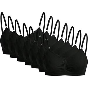 FOXA Women's 7 Pack Wireless <b>Bralettes</b> Seamless Adjustable Strap Sports Bras Yoga Activewear <b>Black</b> - Product Image 1