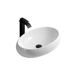 Lavabo Ovalado de Cerámica Estilo Hotel, Lavamanos de Una Pieza, Lavabo Individual de Lujo Ligero para Baño, Lavabo Doméstico - Product Image 2