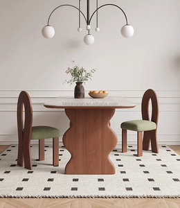 Juego de Mesa y Sillas de Comedor de Madera Maciza de Lujo, Estilo Europeo Moderno, Plegable, Diseño Bauhaus, Muebles Rectangulares para Sala de Estar - Product Image 6