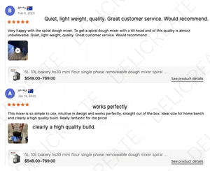 Mélangeur à <span class=keywords><strong>spirale</strong></span> à tête inclinable Delicreate DLC-5HDM 5L, bol amovible, pétrin à pain, moteur DC, acier inoxydable 304, mélangeur à pâte de table pour boulangerie domestique - Product Image 3