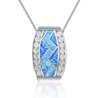 Collier chaîne à maillons Aobao Christian Hot Hawaiian Ocean Blue Opal avec pendentif rivière en cuivre, nouvelle collection