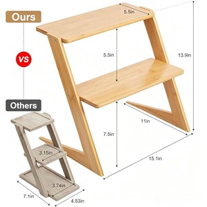 Wooden <b>Kitchen</b> Countertop Condiment <b>Rack</b> 3 Tier Rectangle Standing Type Durable <b>Storage</b> For Plants And Miscellaneous Items - Product Image 1