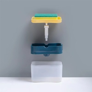 Boîte éponge en plastique 2 en 1 avec distributeur <span class=keywords><strong>de</strong></span> savon Distributeur <span class=keywords><strong>de</strong></span> savon à double couche Porte-éponge pour <span class=keywords><strong>cuisine</strong></span> - Product Image 2