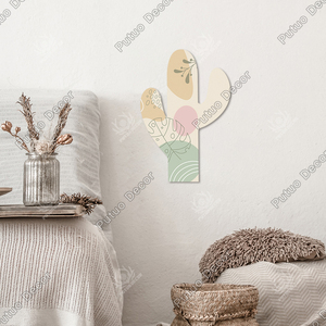 Decorazione Murale in <span class=keywords><strong>Legno</strong></span> Stile Messicano a Forma di Cactus, Motivo Geometrico Boho, Insegna in <span class=keywords><strong>Legno</strong></span> per Arredamento Casa e Fattoria - Product Image 4