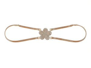 Catena da Vita per Donna in Lega d'Acciaio Placcata Oro con Strass a Forma di Fiore, Gioiello Glamour per Feste, Lunghezza Standard - Product Image 1