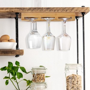 Estante de Bambú para Colgar Copas de Vino, Montado en la Pared, Universal, para Copas Altas, Almacenamiento Debajo del Gabinete, Duradero, para Fiestas - Product Image 2