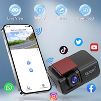 Caméra de rétroviseur avec écran IPS de 3 pouces, double objectif, caméra de tableau de bord avant/arrière 4K, Wi-Fi intégré, GPS, vision nocturne, enregistrement en boucle, application
