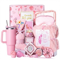 Panier-cadeau de 15 pièces pour femmes, pour la fête des mères, anniversaire, avec couverture douce, gobelet isotherme, coffret cadeau rose